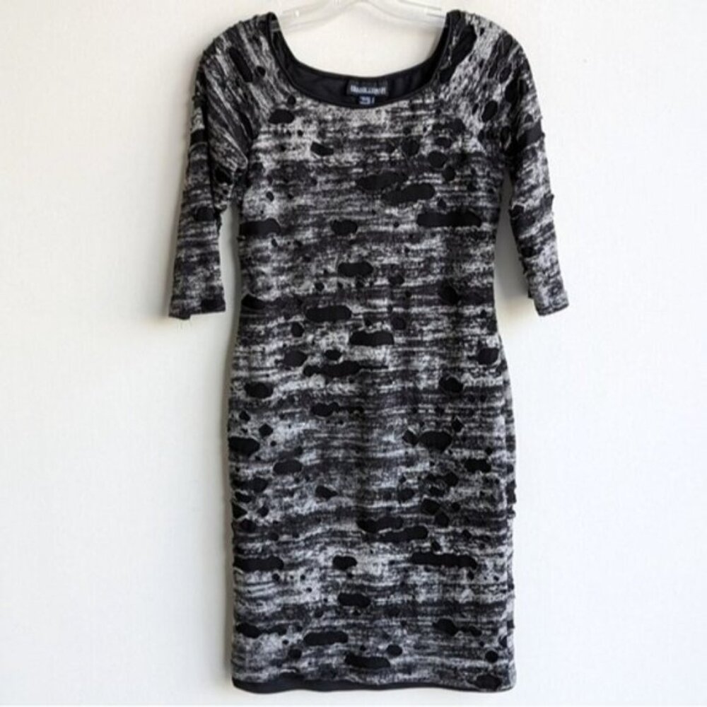 Frank Lyman rocker grunge distressed 3/4 sleeve sheath dress